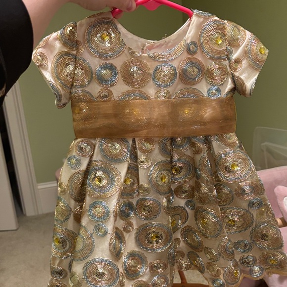 Isabel Garreton Elegant Gold beaded Dress size 12 month - Picture 1 of 3